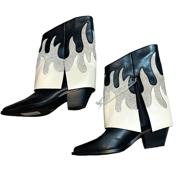 Gianni Bini CONLEYTWO Western Rhinestone Flame Foldover Boots - Picture 7 of 14